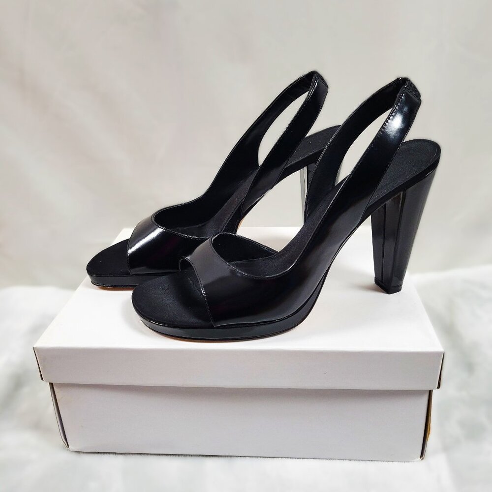 Calvin Klein Juliet Polished Black Sandals - Size 8.5